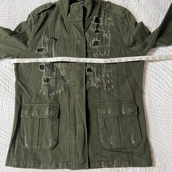 Sequin Distressed Army Military Jacket - Picture 10 of 10